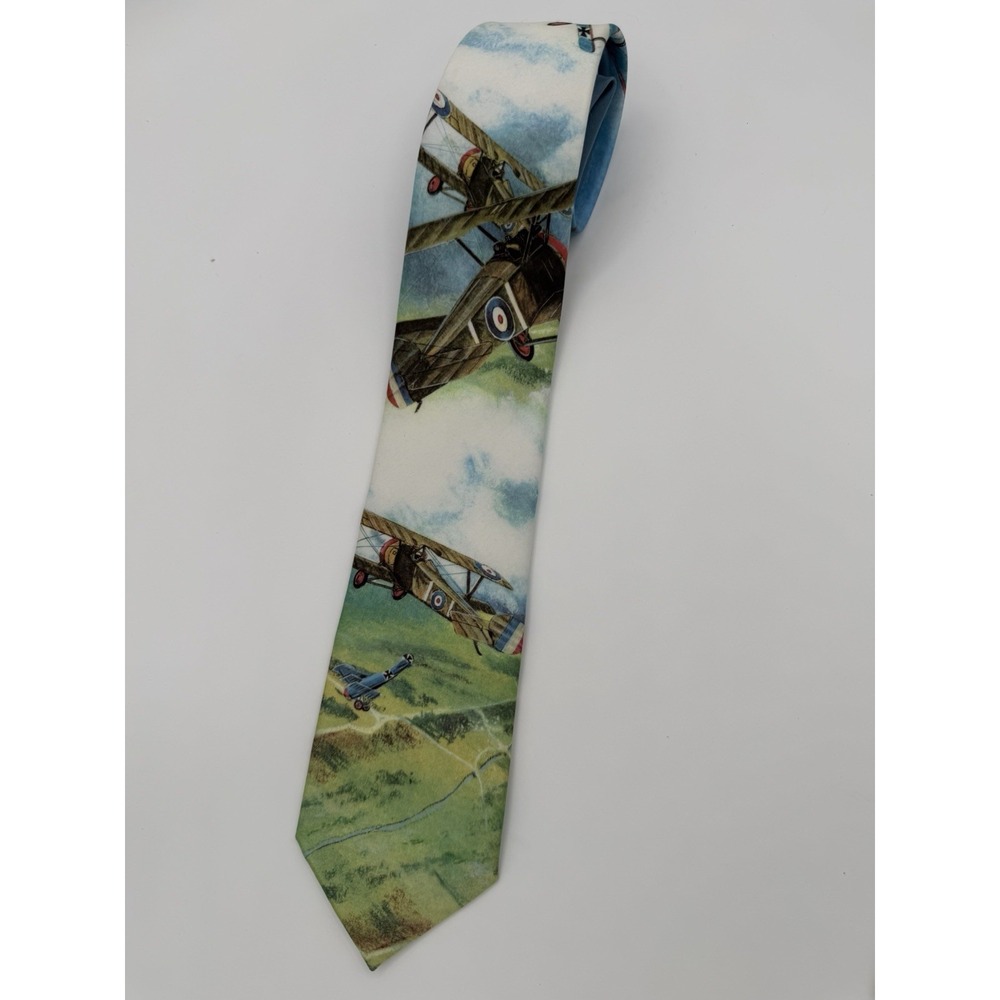 Ralph Marlin Men's Necktie Tie Polyester Flying Knights Airplanes 1989 55"